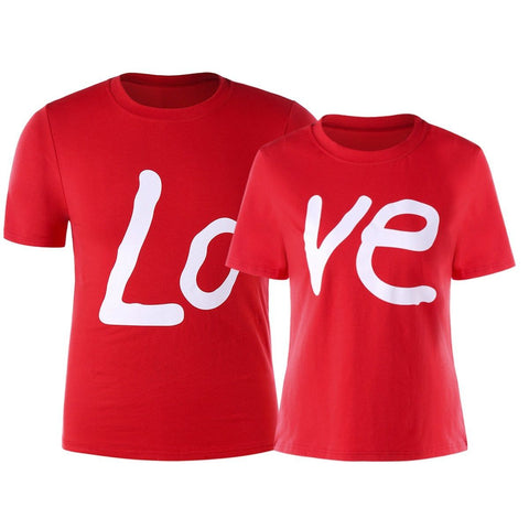 Red Couples Printed T Shirt Set