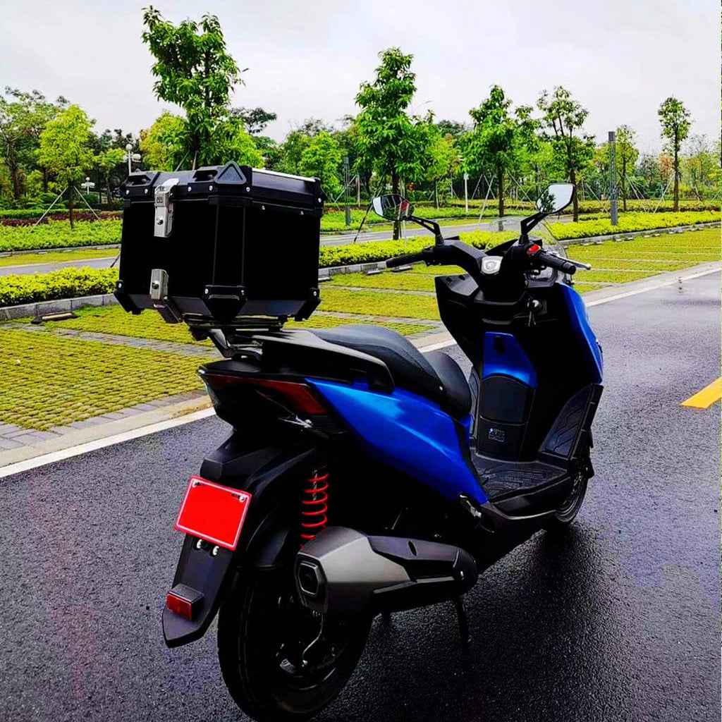 45L Motorcycle Aluminum Alloy Top Box Tail Case Black - eBululu.com