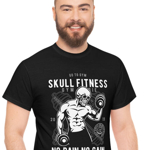 Skull fitness Black Graphic T shirt