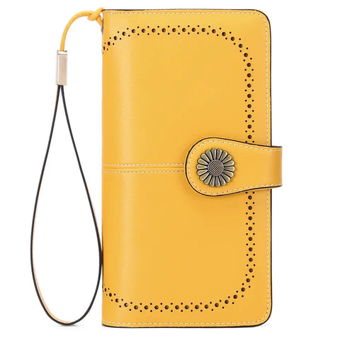 House of Jomet Womens Leather Credit Card Holder Wallet RFID Secure 24 Slots Yellow
