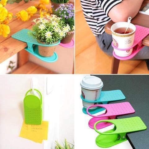 Desk Side Table Clip Cup Holder