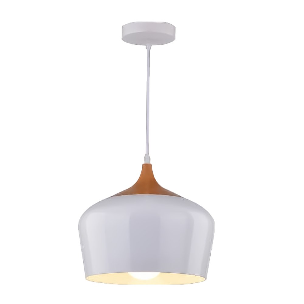 Pendant Lighting Scandinavian Range Wood And White Bowl Shape - eBululu.com