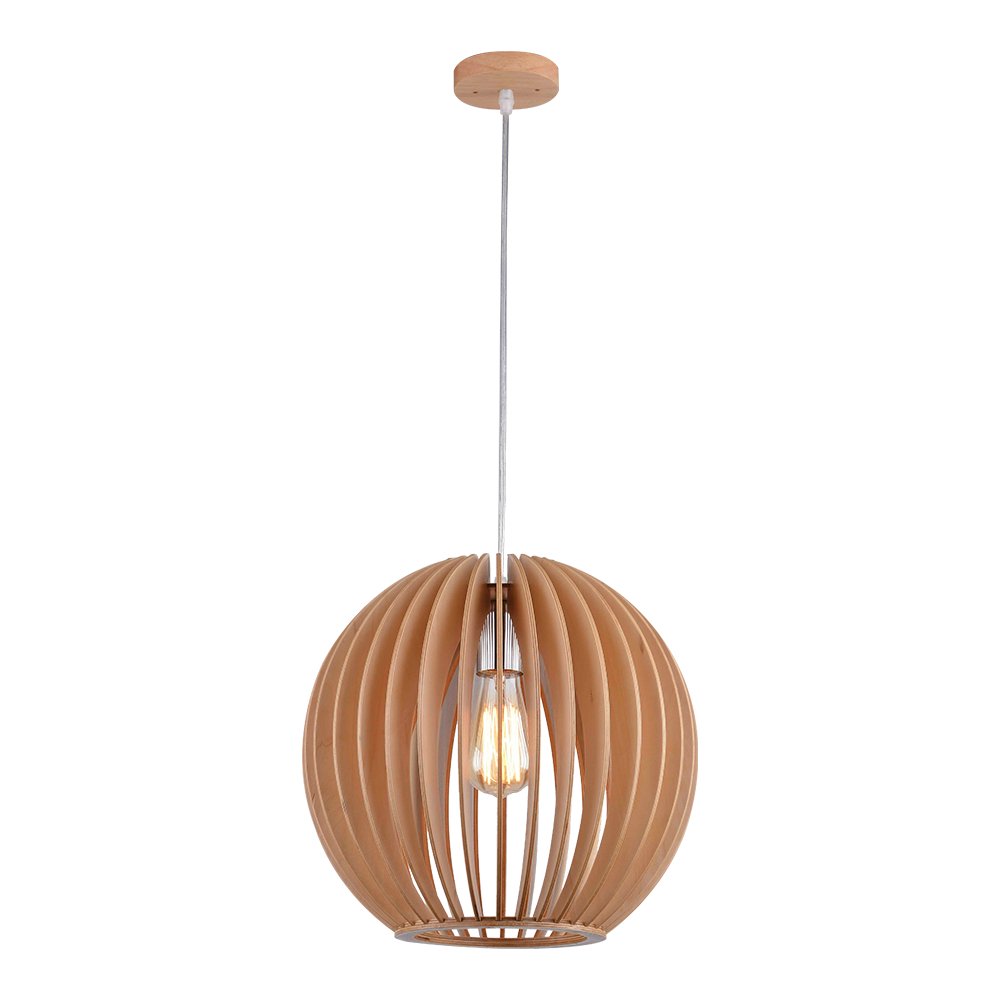 Pendant Lighting Scandinavian Range Wood Sphere Shape - eBululu.com