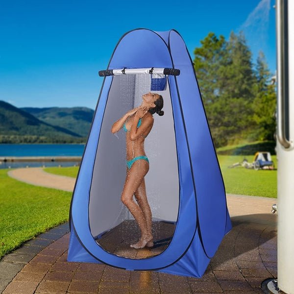 Portable Camping Changing Pop Up Shower Tent with Solar Shower Bag - eBululu.com